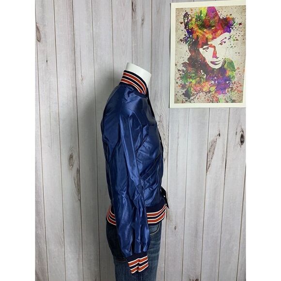 Vintage Butwin Satin Blue Jacket Mens XS Bomber Coat Snap 80s USA - Picture 11 of 16